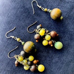 Two Pairs of Earrings-Wood/Resin/Beads